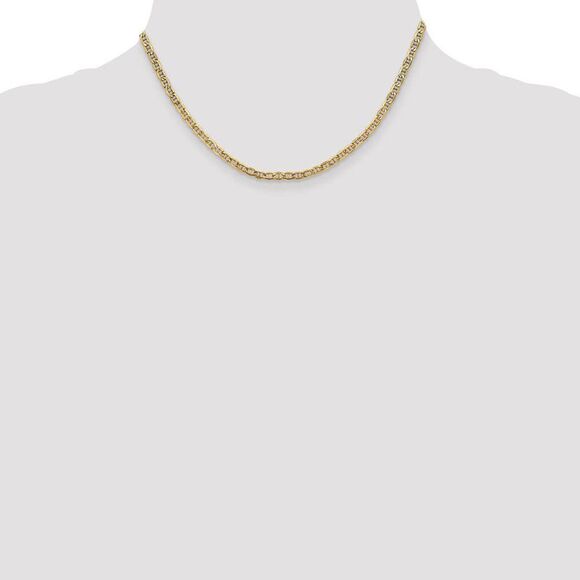 3.2mm 14K Yellow Gold Hollow Anchor Chain Necklace, 16 Inch - Picture 2 of 8